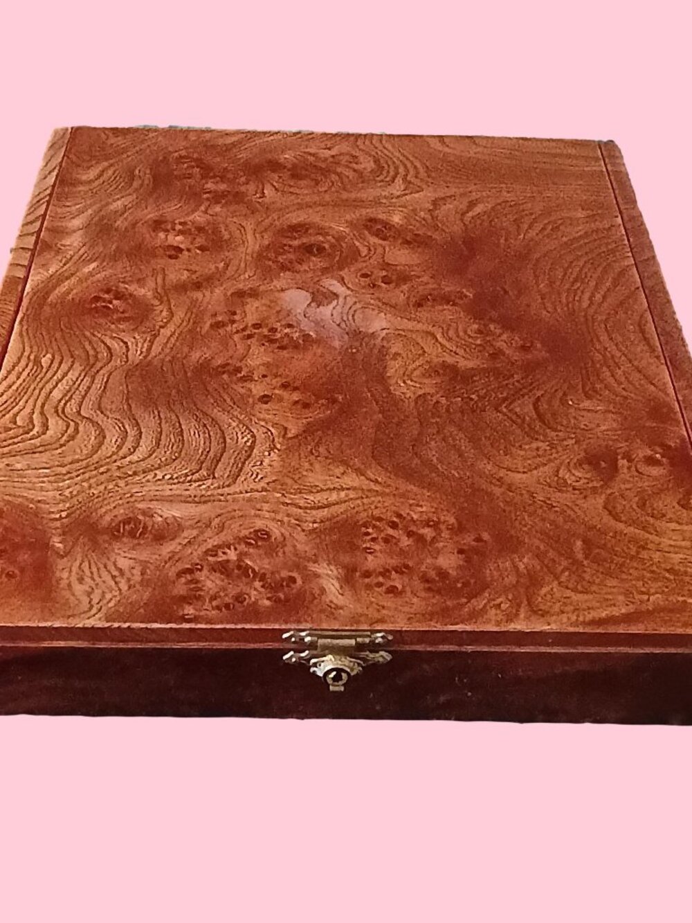 Antique French Burl Wood Jewelry Decorative Case Box